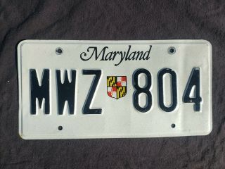 2004 Maryland License Plate Mwz 804 Shield
