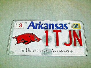 Arkansas,  University Of Arkansas 2008 License Plate