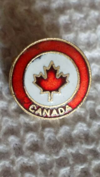 Vintage Canada Maple Leaf Enamel Hat Lapel Pin Circa Late 1960 