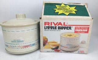 Vtg Rival Little Dipper Electric Stoneware Server Mini Crock Pot Model 3204