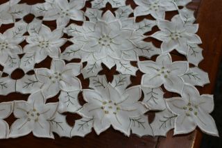 Vintage Runner Poinsettias 14x68 Embroidery And Cut Work