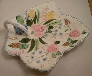 Vintage Usa Blue Ridge Pottery Tray Country Hand Painted Flowers Farmhouse Decor