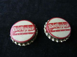 Set Of 2 Vtg.  Dr Pepper Good For Life Bottle Cap Cork Lined -