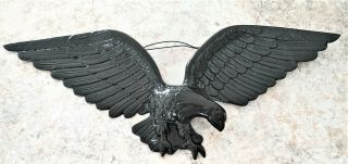 Vintage Black Cast Iron Eagle Wall Hanging Art Plaque Sculpture L 22.  25 "