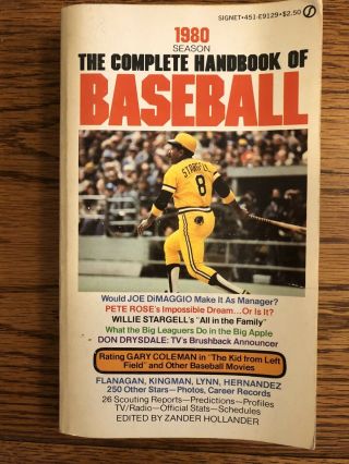 1980 Complete Handbook Of Baseball Willie Stargell Pete Rose Mike Flanagan