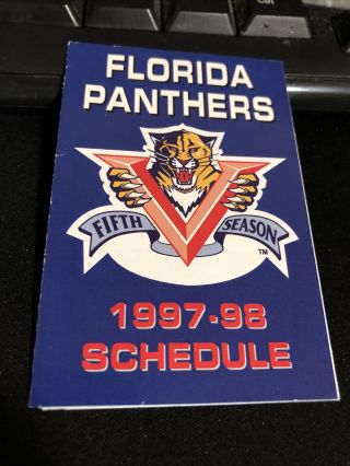 1997 - 98 Florida Panthers Hockey Pocket Schedule Arnold/thomas/entenmans Version
