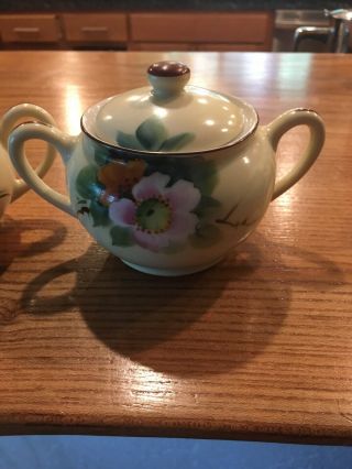 Noritake Hand - Painted Mini Sugar And Creamer Set Floral Pattern Vintage