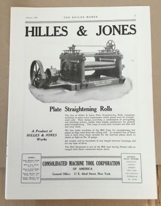 Hilles & Jones 1923 Vintage Print Ad 1920s Illus Machine Rolls Plates