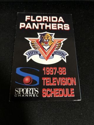 1997 - 98 Florida Panthers Hockey Pocket Schedule Sports Channel/discover Version