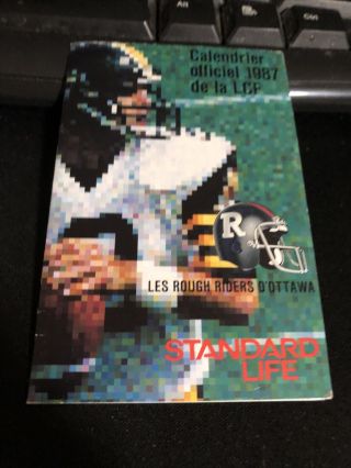 1987 Ottawa Roughriders Cfl Canadian Football Pocket Schedule Standard Life Vers