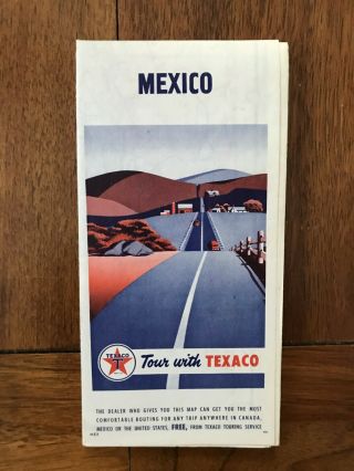 1956 Texaco Oil Company Road Map Of Mexico