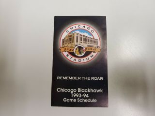 Rs20 Chicago Blackhawks 1993/94 Nhl Hockey Pocket Schedule - Budweiser