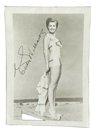 Vintage 5x3 Photo Esther Williams Pin Up Bathing Suit Actress Printed Signature