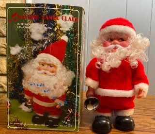 Vintage Walking Santa Claus Musical,  Walks,  Rings Bell,  Toy