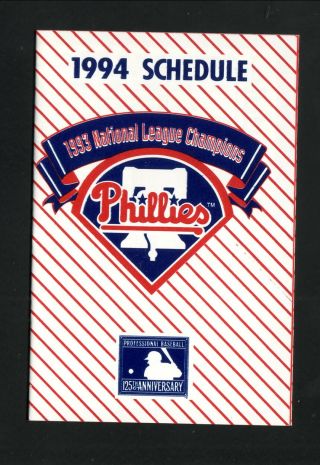 Philadelphia Phillies - - 1994 Pocket Schedule - - Pizza Hut