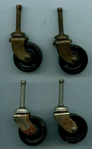 Set Of Vintage Casters - - Wheels,  2 Marked Bassick