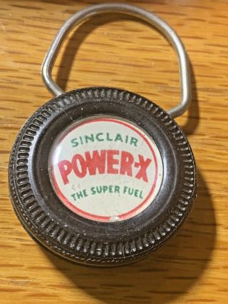 Vintage Sinclair Gas Power X Key Ring Stover & Turay