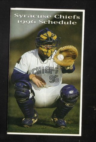 Syracuse Chiefs - - 1996 Pocket Schedule - - Saranac Beer - - Blue Jays Affilate