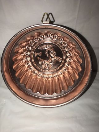 Vintage Copper Cake,  Jello Mold Large Round Capricorn Sign Hanging 6 Cups Zodiac
