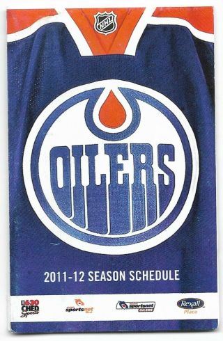 2011 - 12 Nhl Hockey Pocket Schedule Edmonton Oilers Jersey Telus