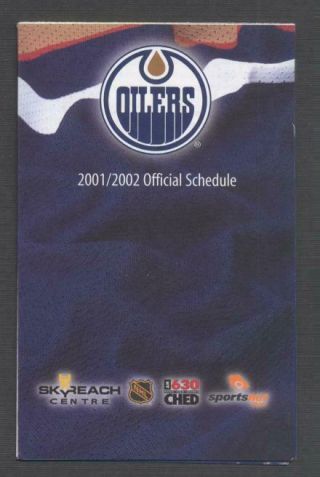 2001 - 02 Edmonton Oilers Nhl Hockey Pocket Schedule