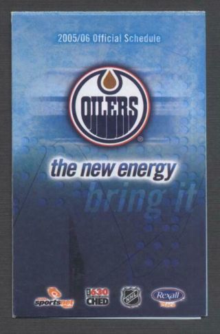 2005 - 06 Edmonton Oilers Nhl Hockey Pocket Schedule