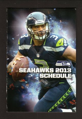 Seattle Seahawks - - Russell Wilson - - 2013 Pocket Schedule - - Bing