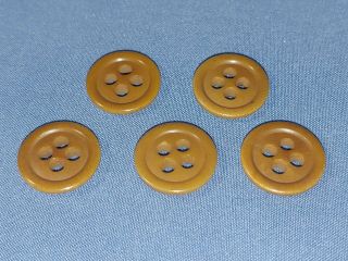 (5) Vintage Wwii Us Army Brown Bakelite,  Four Hole Button Overcoat,  Ike Jacket