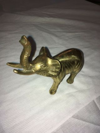 Vintage Brass Elephant Figurine - Trunk Up With Tusk