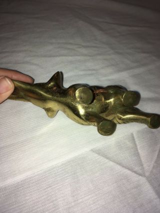 VINTAGE BRASS ELEPHANT FIGURINE - TRUNK UP WITH TUSK 3
