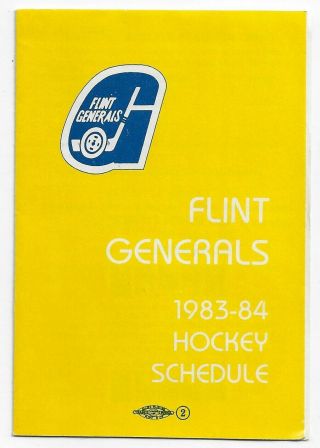 1983 - 84 Ihl Flint Generals Hockey Schedule