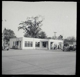 Pj Vintage Photo Negative - Gulf Gas Station