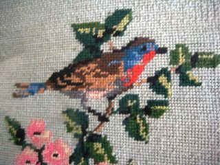 Vintage Hand Embroidered Framed Picture bird & Flowers Middletown Art Gallery 2