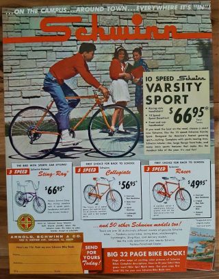 Vintage 1965 Schwinn Varsity Sport 10 Speed Stingray Bicycle Advertisement