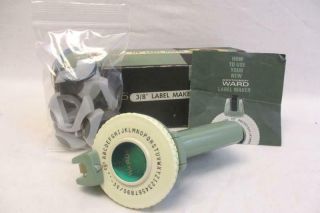 Vintage Montgomery Wards Hand Held 3/8 " Label Maker Green With Tape