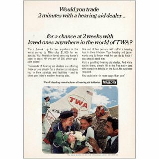1967 Mallory Hearing Aid: Would You Trade Twa Vintage Print Ad