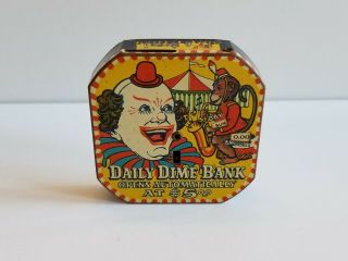 Vintage Circus Clown With Monkey Daily Dime Register Bank 1956 Vivid Colors