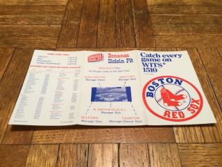 1978 Boston Red Sox Schedule - Bonanza Sirloin Pit - Fenway Park
