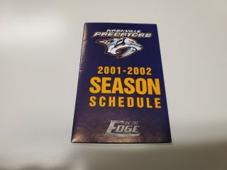Rs20 Nashville Predators 2001/02 Nhl Hockey Pocket Schedule - Bud Light