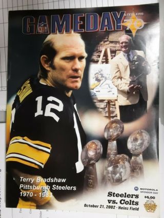 10/21/2002 Indianapolis Colts @ Pittsburgh Steelers Game Program Bradshaw Cover