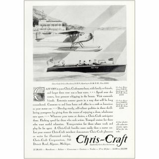 1930 Chris Craft: Cast Off In Your Chris Craft Motor Boat Vintage Print Ad