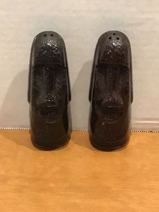 Easter Island Moai Tiki Salt And Pepper Shakers Vintage Stoppers