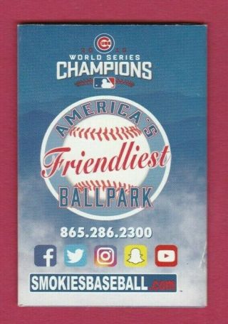 2017 Tennessee Smokies Baseball Schedule Chicago Cubs Wilson Contreras Rookie 2