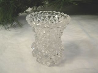Vintage Clear 24 Leaded Crystal Glass Diamond Cut Toothpick Holder West Germany