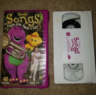 Barney Songs From The Park Vhs White Tape Educational Vintage Retro