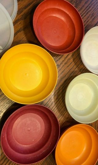 Vintage Tupperware Set Of 4 Harvest Colors Cereal Bowls 155 With Lids