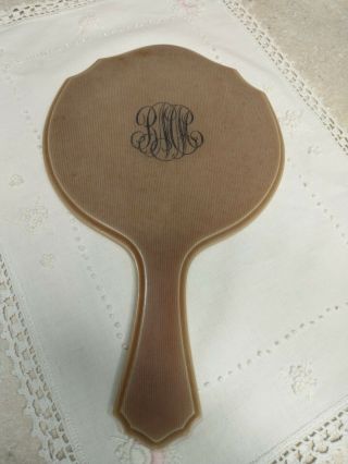 Vintage French Ivory Du Barry Pyralin (celluloid) Beveled Hand Mirror