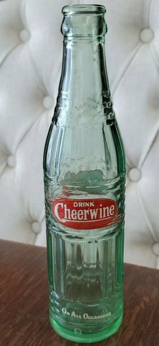 Vintage Uncommon 1966 Red Label 8 Ounce King Size Cheerwine Soda Bottle No Town