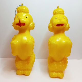 Mid - Century Plastic Blow Mold Yellow Poodles Vintage 1960s Ornaments Hong Kong