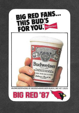 1987 Nfl St.  Louis Cardinals Football Pocket Schedule Budweiser
